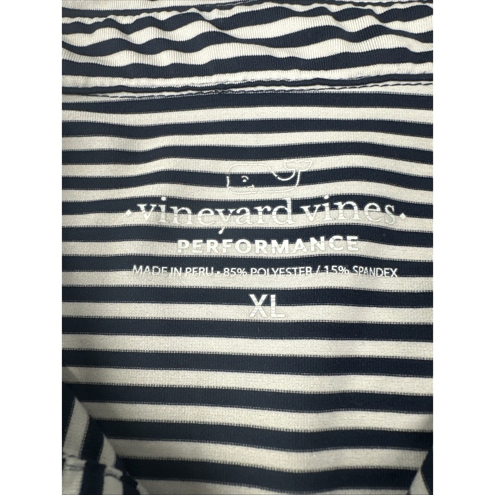 Vineyard Vines Shirt Mens Extra Large Blue and White Striped Polo Performance - Picture 3 of 9